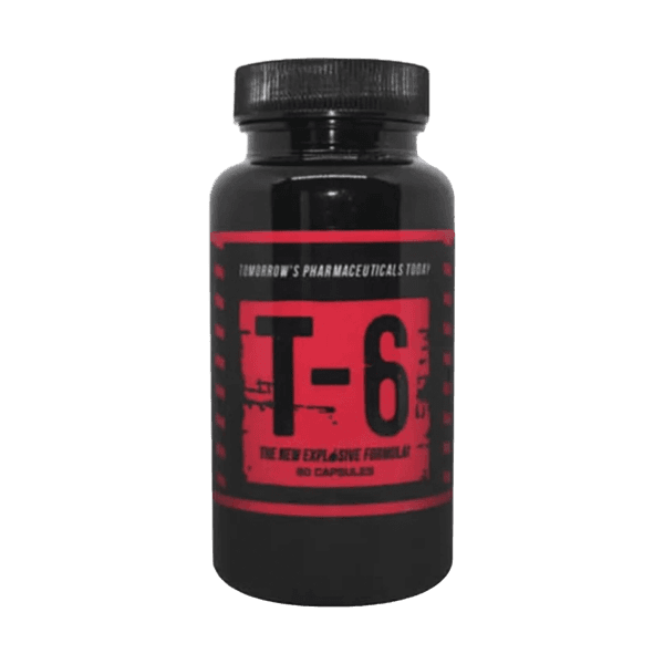 Afbeelding van een pot T6 Fatburners, krachtige supplementen voor vetverbranding, energie en gewichtsverlies.
